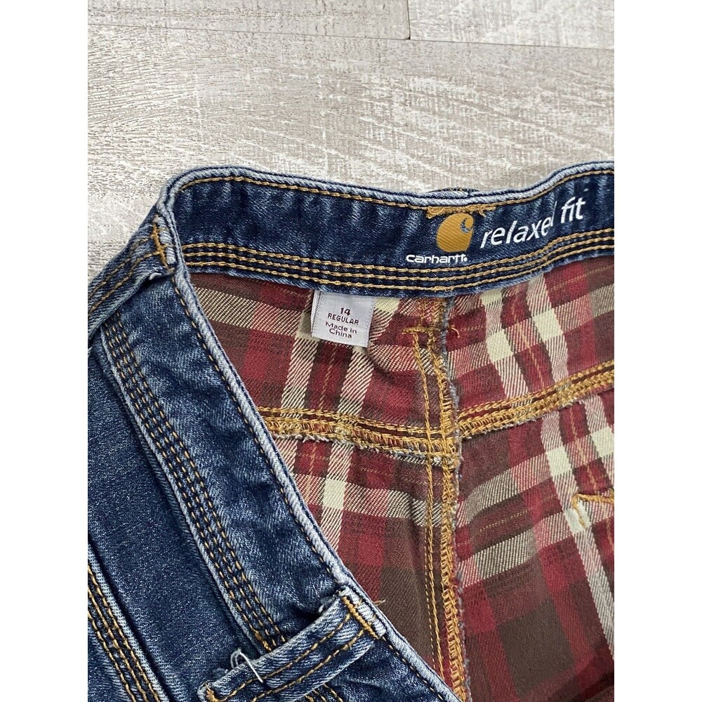 Carhartt Women's Boone Flannel Lined Blue Jeans Regular Relaxed Fit Size 14 - Picture 4 of 9
